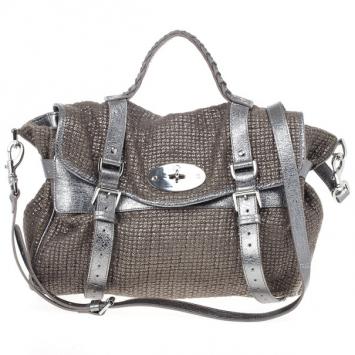 Pre Owned Mulberry Alexa Sparkle Tweed Leather Bag