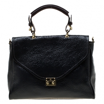 Pre Owned Mulberry Black Patent Leather Neely Top Handle Bag