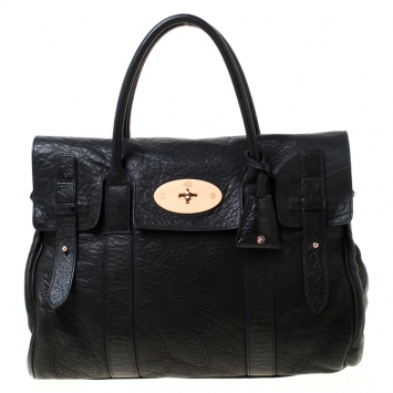 Pre Owned Mulberry Black Leather Heritage Bayswater Satchel