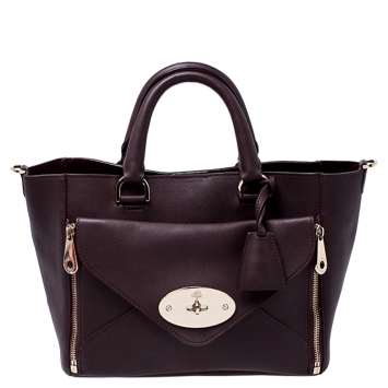 Pre Owned Mulberry Burgundy Leather Small Blenheim Tote