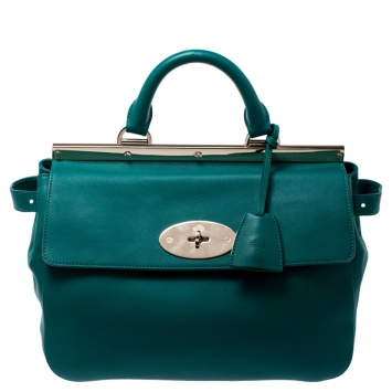 Pre Owned Mulberry Green Leather Top Handle Bag