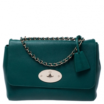 Pre Owned Mulberry Green Leather Small Lily Shoulder Bag