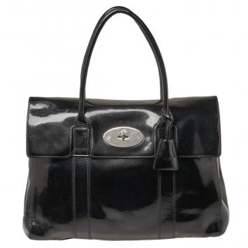Pre Owned Mulberry Black Patent Leather Bayswater Satchel