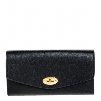 Pre Owned Mulberry Black Leather Darley Continental Wallet
