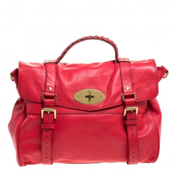 Pre Owned Mulberry Red Leather Oversized Alexa Satchel