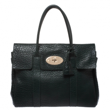 Pre Owned Mulberry Pheasant Green Grained Leather Bayswater Satchel