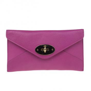 Pre Owned Mulberry Purple Leather Envelope Wallet