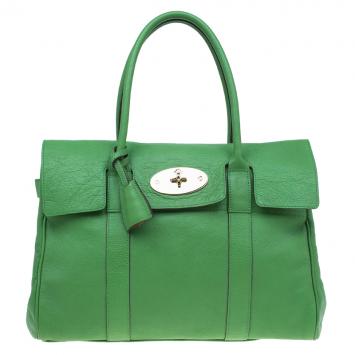 Pre Owned Mulberry Green Leather Bayswater Satchel