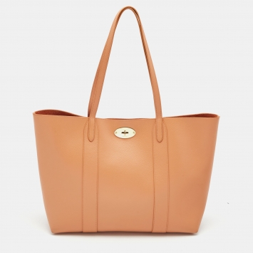 Pre Owned Mulberry Orange Leather Small Bayswater Tote
