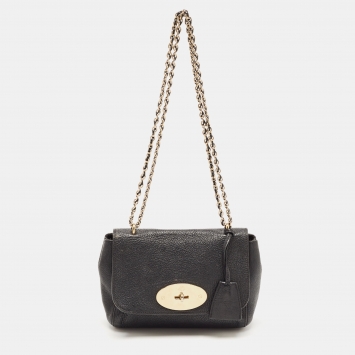 Pre Owned Mulberry Black Leather Small Lily Flap Shoulder Bag