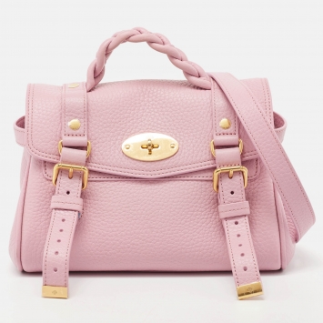 Pre Owned Mulberry Light Pink Leather Mini Alexa Top Handle Bag