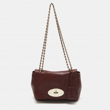 Pre Owned Mulberry Burgundy Leather Small Lily Shoulder Bag