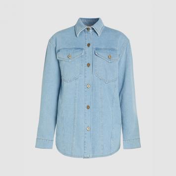 Pre Owned NANUSHKA LIGHT DENIM Nusta Faux-Shearling Lined Denim Jacket M