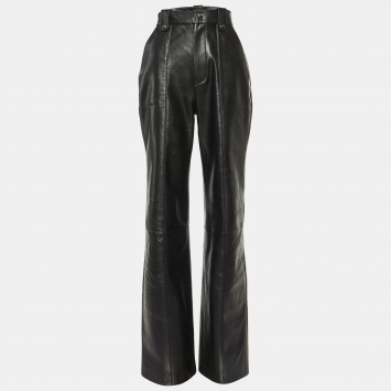 Pre Owned Nanushka Black Faux Leather Zelda High Waist Trousers M