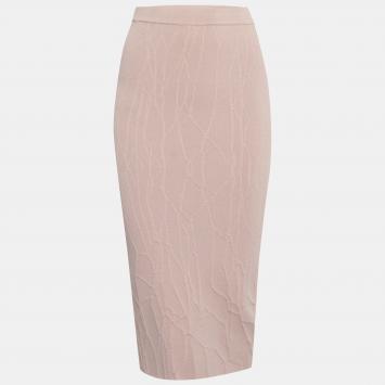Pre Owned Jonathan Simkhai Blush Pink Textured Intarsia Knit Midi Pencil Skirt XS