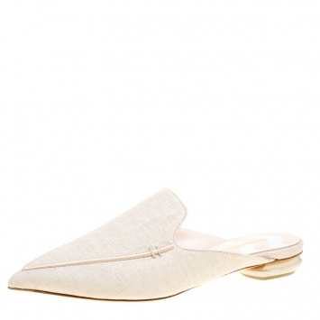 Pre Owned Nicholas Kirkwood Beige Canvas Beya Slide Loafers Size 40