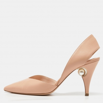 Pre Owned Nicholas Kirkwood Beige Leather Slingback Pumps Size 39 