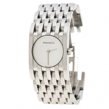 Pre Owned Nina Ricci White Mother of Pearl Stainless Steel N000113 Women's Wristwatch 25 mm