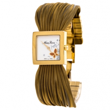 Pre Owned Nina Ricci Mother of Pearl Gold Plated Stainless Steel NO19.42  Women's Wristwatch 24 mm