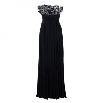 Pre Owned Notte by Marchesa Strapless Monochrome Silk Chiffon Gown S
