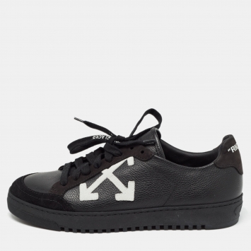 Pre Owned Off-White Black Leather Carryover Sneakers Size 38