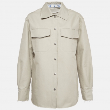 Pre Owned Off-White Grey Cotton Buttoned Jacket S