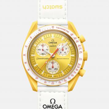 Pre Owned Omega Yellow Velcro Moon Swatch Mission To The Sun Watch 42 mm