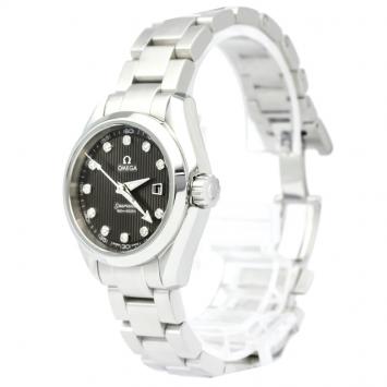 Pre Owned Omega Black Stainless Steel Seamaster Women's Wristwatch 30MM
