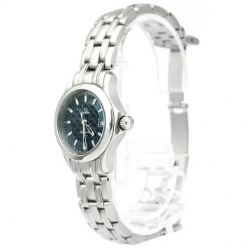 Pre Owned Omega Blue Stainless Steel Seamaster Women's Wristwatch 26MM