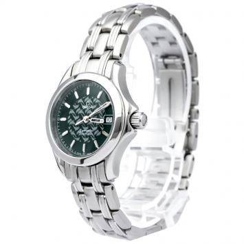 Pre Owned Omega Green Stainless Steel Seamaster Women's Wristwatch 26MM