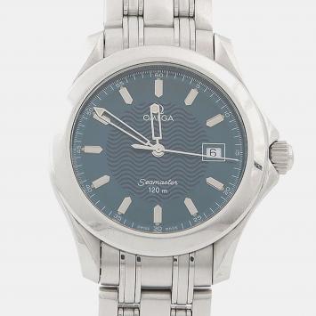 Pre Owned Omega Seamaster 2511.81 Blue Stainless Steel Quartz Women's Watches 36.5mm