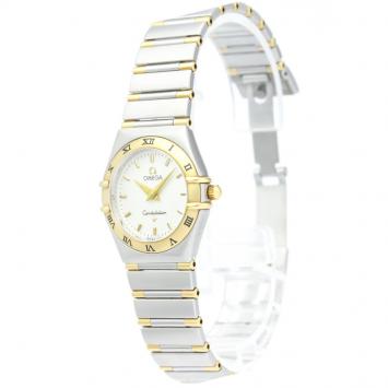 Pre Owned Omega Silver 18K Yellow Gold and Stainless Steel Constellation Women's Wristwatch 25MM