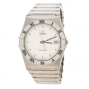 Pre Owned Omega Silver White Stainless Steel Constellation 396.1070 Women's Wristwatch 33 mm