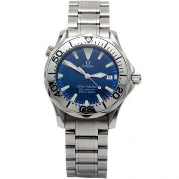 Pre Owned Omega Electric Blue Stainless Steel Seamaster Professional Midsize Watch 36MM