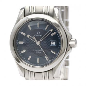 Pre Owned Omega Blue Stainless Steel Seamaster 2571.81 Women's Wristwatch 29MM