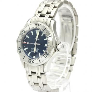 Pre Owned Omega Blue Stainless Steel Seamaster Professional 300M 2283.80 Women's Wristwatch 29 MM