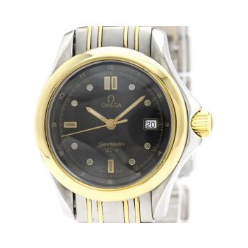 Pre Owned Omega Black 18K Yellow Gold and Stainless Steel Seamaster 120M 2371.50 Women's Wristwatch 29MM