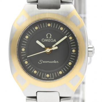 Pre Owned Omega Gray 18K Yellow Gold And Stainless Steel Seamaster Polaris 796.1022 Women's Wristwatch 21 MM