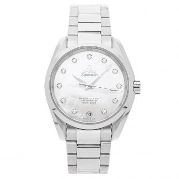 Pre Owned Omega MOP Diamonds Stainless Steel Seamaster Aqua Terra 150M 231.10.39.21.55.002 Women's Wristwatch 38.5