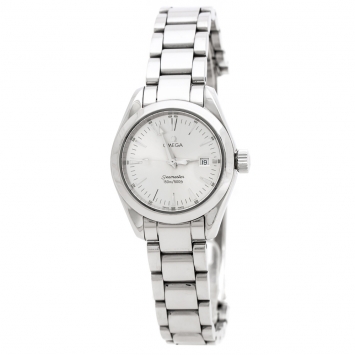 Pre Owned Omega Silver Stainless Steel Seamaster Aqua Terra 2577.30.00 Women's Wristwatch 29 mm