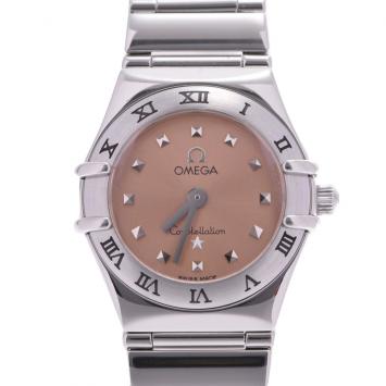 Pre Owned Omega Salmon Stainless Steel Constellation Mini My Choice 1561.51 Women's Wristwatch 21 MM