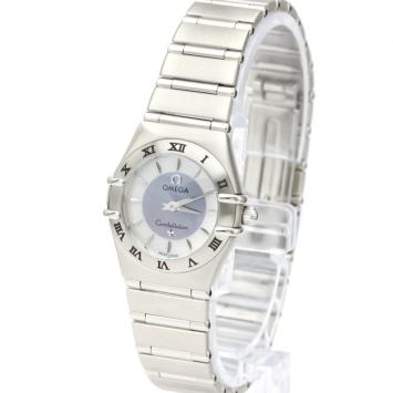 Pre Owned Omega Blue MOP Stainless Steel Constellation 1562.84 Quartz Women's Wristwatch 22 MM 