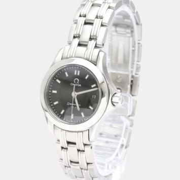 Pre Owned Omega Black Stainless Steel Seamaster 2581.52 Quartz Women's Wristwatch 26 mm