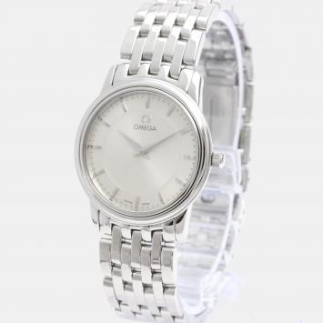 Pre Owned Omega Silver Stainless Steel De Ville Prestige 4570.31 Quartz Women's Wristwatch 22 mm