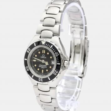 Pre Owned Omega Black Stainless Steel Seamaster Professional 2880.50 Quartz Women's Wristwatch 30 mm