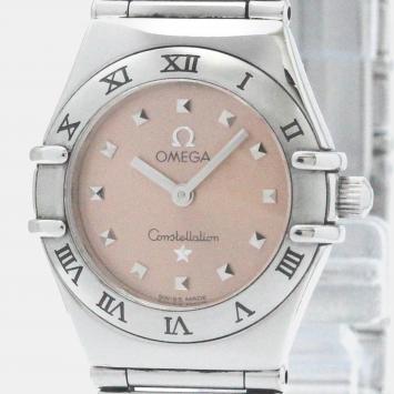 Pre Owned Omega Orange Stainless Steel Constellation Quartz Women's Wristwatch 22 mm