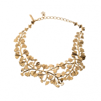 Pre Owned Oscar De La Renta Fern Gold Tone Collar Statement Necklace
