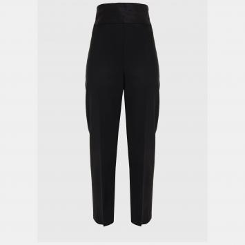Pre Owned Oscar De La Renta Black Wool Straight Leg Pants M (US 6)