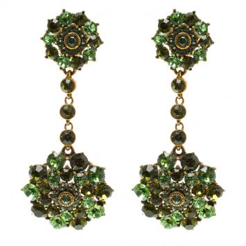 مملوكة مسبقًا Oscar de la Renta Green Crystal Clip On Long Earrings