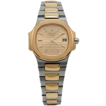 Pre Owned Patek Philippe Gold Index Dial Steel & Yellow Gold Nautilus Women's Watch 29MM